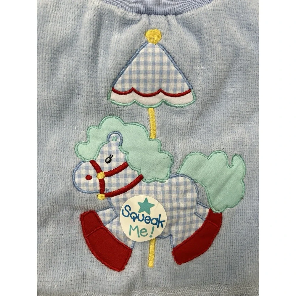 Vintage 90s Hamco Pullover Towel Bib with Squeaker Blue Terrycloth Horse NEW